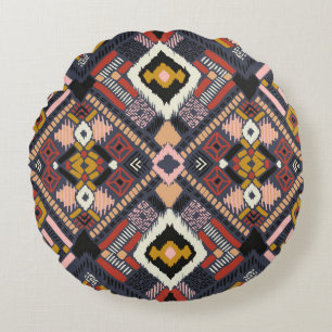 Tribal African Zickzack Aztec Muster Rundes Kissen