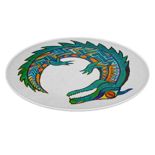 Tribal Alligator Art Akrylic Tray Schneidebrett (Ecke)