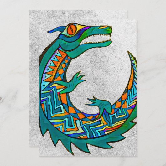 Tribal Alligator Art Einladung (Vorne/Hinten)