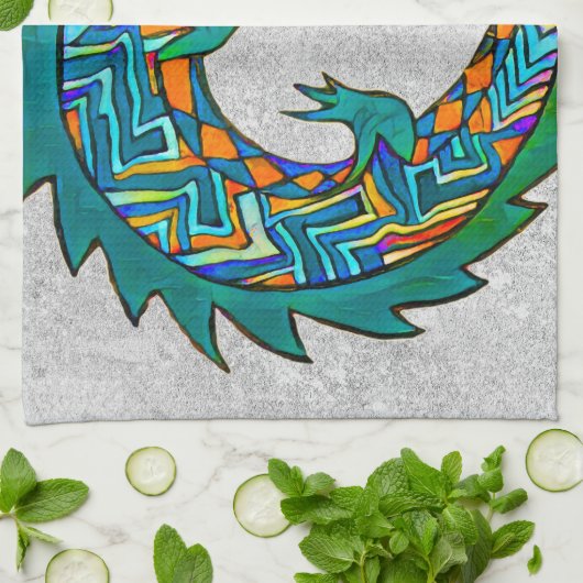 Tribal Alligator Art Geschirrtuch (Gefaltet)