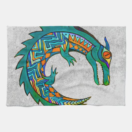 Tribal Alligator Art Geschirrtuch (Horizontal)