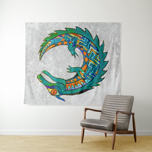 Tribal Alligator Art Wandteppich (Beispiel (Horizontal))