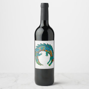 Tribal Alligator Art Weinetikett