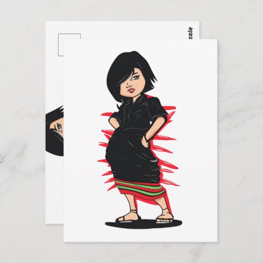 Tribal Angami Naga Girl Digitale Kunst Postkarte (Vorne/Hinten)