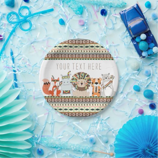 Tribal Animal Baby Dusche Pappteller (Party)