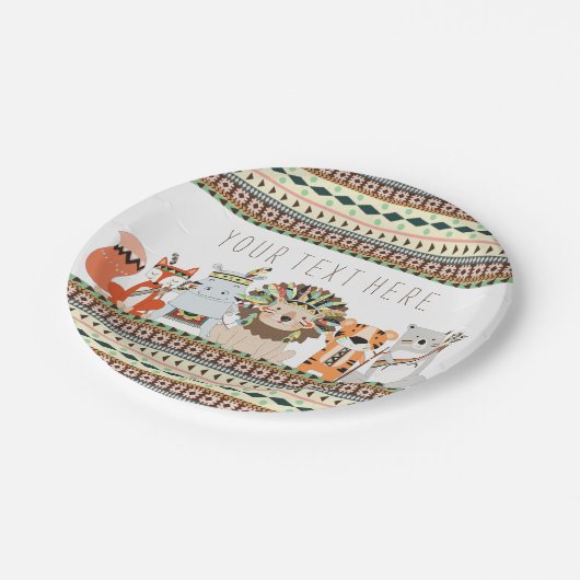 Tribal Animal Baby Dusche Pappteller (Schrägansicht)