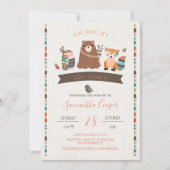 Tribal Animal Characters Baby Shower Einladung (Vorderseite)