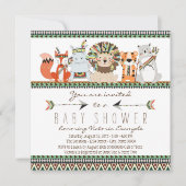 Tribal Animal Native Indian Baby Dusche Einladung (Vorderseite)