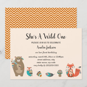 Tribal Animal Sweet Sie ist ein wilder Geburtstag Einladung