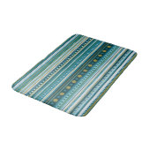 Tribal Aquamarin Blue Green Stripes Muster Bath Ma Badematte (Schrägansicht)