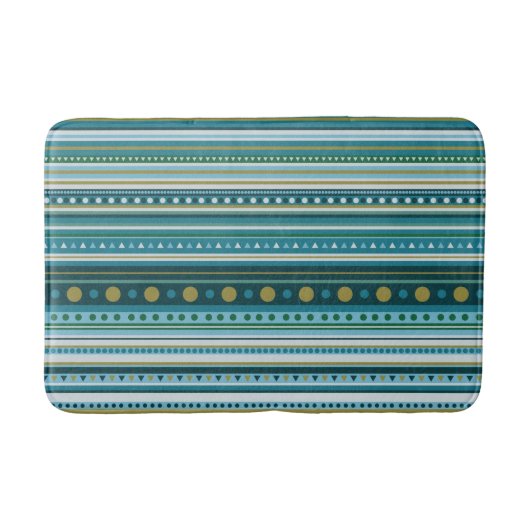 Tribal Aquamarin Blue Green Stripes Muster Bath Ma Badematte (Vorderseite)