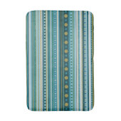 Tribal Aquamarin Blue Green Stripes Muster Bath Ma Badematte (Vorderseite Vertikal)