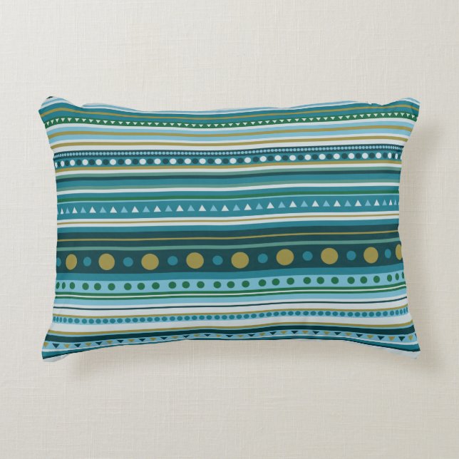 Tribal Aquamarin Blue Stripes Muster Akzent Pillow Zierkissen (Vorderseite)