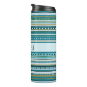 Tribal Aquamarin Blue Stripes Muster Thermal Tumbl Thermosbecher (Nach rechts gedreht)