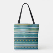 Tribal Aquamarin Blue Stripes Muster Tote Bag Tasche (Rückseite)
