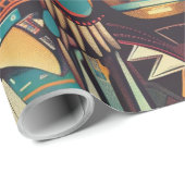 Tribal Aquamarin "Mesoamerican Motif" Matte Wrappi Geschenkpapier (Rolleneckpunkt)