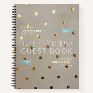 Tribal Arrow Baby Shower Guest Book Kraft Dots Notizblock