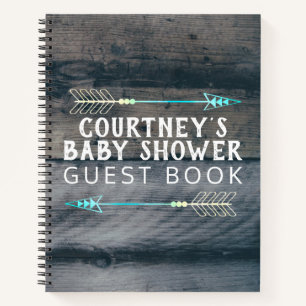 Tribal Arrow Baby Shower Guest Book Rustic Wood Notizblock