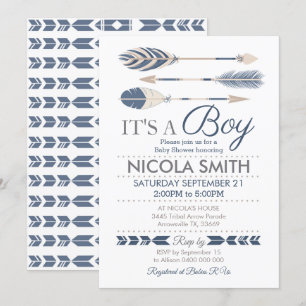 Tribal Arrow Baby Shower Invasionboy Einladung