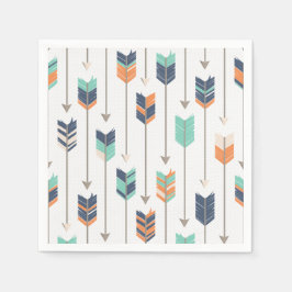 Tribal Arrow Blue Orange Grünbuch Napkins Serviette