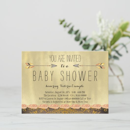 Tribal Arrow Boy Baby Dusche Einladung (Stehend Vorderseite)