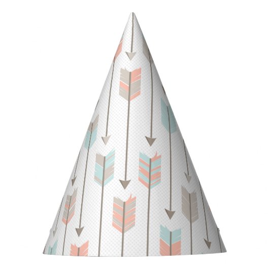 Tribal Arrow Gray Pink Blue Birthday Party Hat Partyhütchen (Vorderseite)
