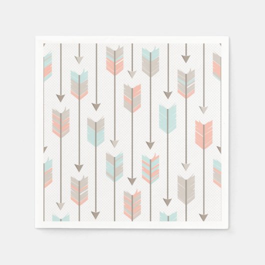 Tribal Arrow Gray Pink Blue Paper Napkins Serviette (Vorderseite)