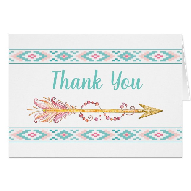 Tribal Arrow Teepe Dankeschön-Karten (Vorderseite (Horizontal))