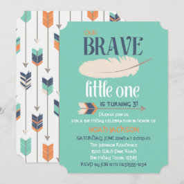 Tribal Arrow und Feather Birthday Party Blue Green Einladung