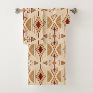 Tribal Arrows, Apricot, Burgund, Tan Badhandtuch Set