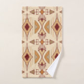 Tribal Arrows, Apricot, Burgund, Tan Badhandtuch Set (Handtuch)