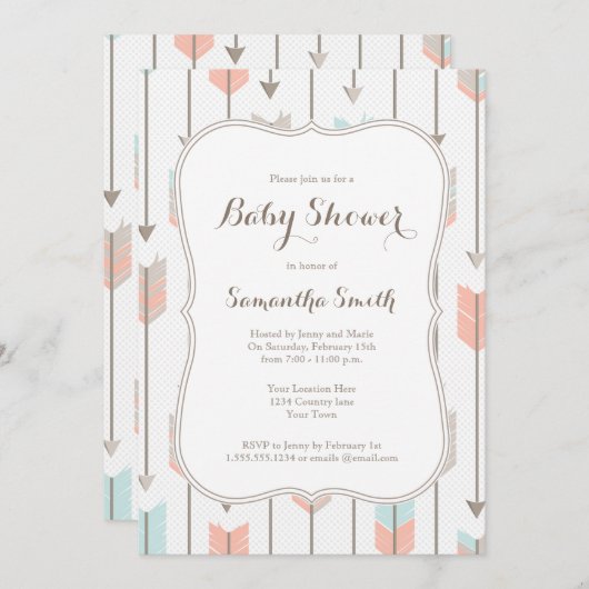 Tribal Arrows Baby Shower Einladung (Vorne/Hinten)