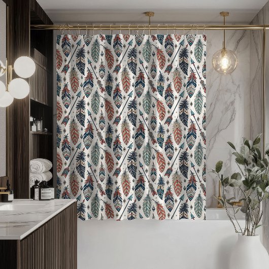 Tribal Arrows Curtain Rustic Ethnic Bath Accent Duschvorhang