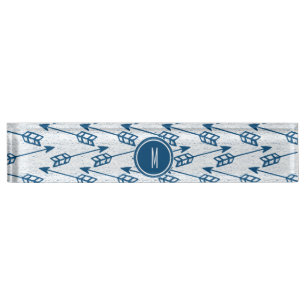Tribal Arrows Navy Monogram Namensplakette