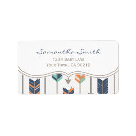 Tribal Arrows Orange Blue und Grau Adressaufkleber