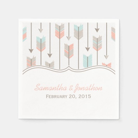 Tribal Arrows Pink Blue and Gray Wedding Serviette (Vorderseite)