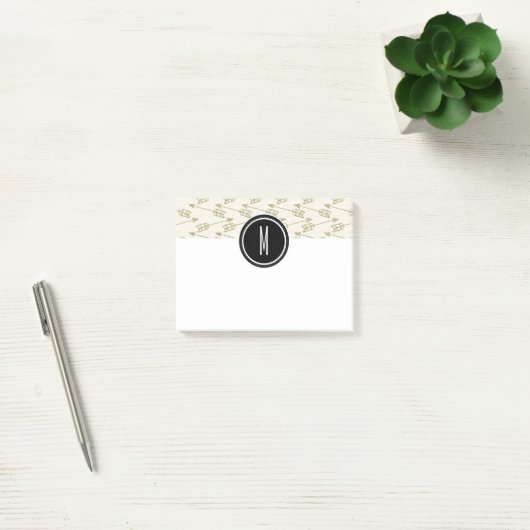 Tribal Arrows | Schwarze Monogramm Post-it Klebezettel (Büro)