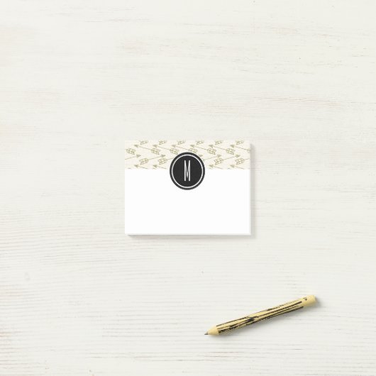 Tribal Arrows | Schwarze Monogramm Post-it Klebezettel (Auf Schreibtisch)