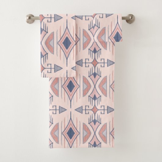 Tribal Arrows, Slate Blue, Blush Pink, Terracotta Badhandtuch Set (Insitu)