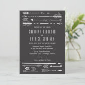 Tribal Arrows Wedding Invitation | Grau Einladung (Stehend Vorderseite)