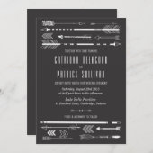 Tribal Arrows Wedding Invitation | Grau Einladung (Vorne/Hinten)