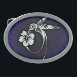 Tribal Art Bird Motif auf Blue Ovale Gürtelschnalle<br><div class="desc">Stammesvogelkunst.</div>