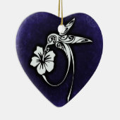 Tribal Art Bird Motif on Blue Keramik Ornament (Rechts)