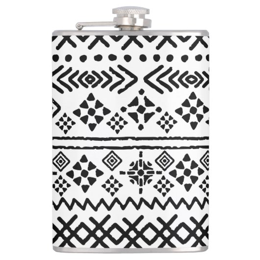 Tribal Art Boho: geometrisch nahtlos. Flachmann (Vorderseite)