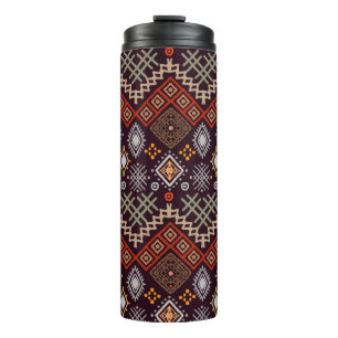 Tribal Art boho nahtloses Muster Thermosbecher