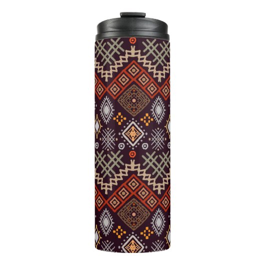 Tribal Art boho nahtloses Muster Thermosbecher (Vorderseite)