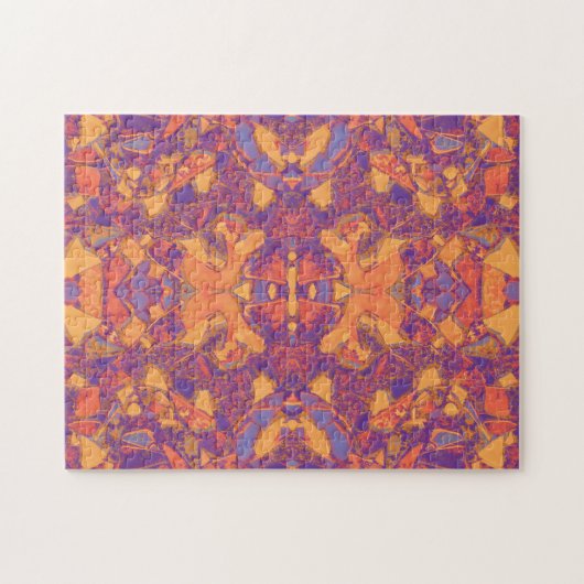 Tribal Art Hippie Boho Lila Orange Yellow Native Puzzle (Horizontal)