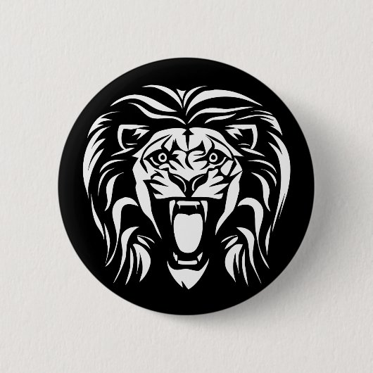 Tribal Art Roaring Lion Button (Vorderseite)