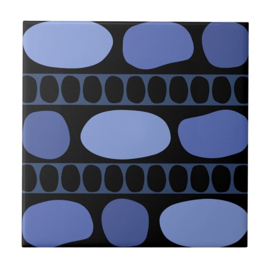 Tribal Art Rock Muster Schwarz Blau Fliese (Vorderseite)