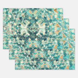 Tribal Art Vintage Teal Green Texture Design Geschenkpapier Set
